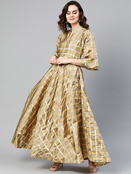 checkered silk flared gown - 16796603 - Very Small Image - 1