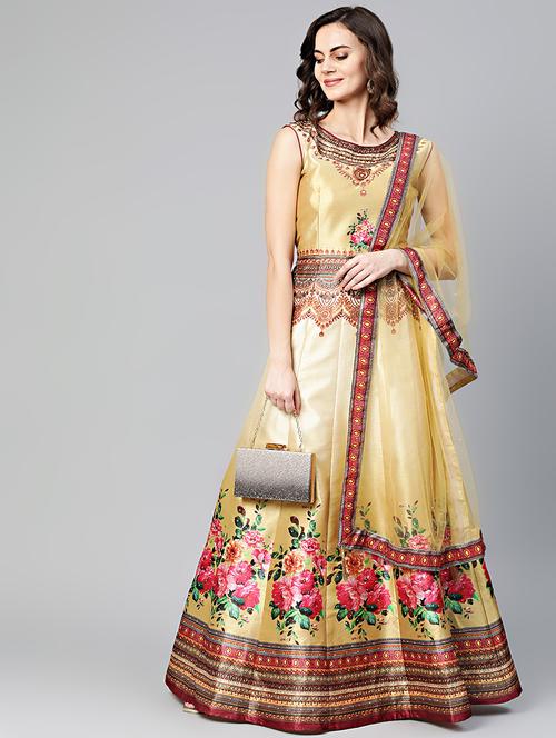 floral silk anarkali gown - 16796607 - Very Small Image - 1