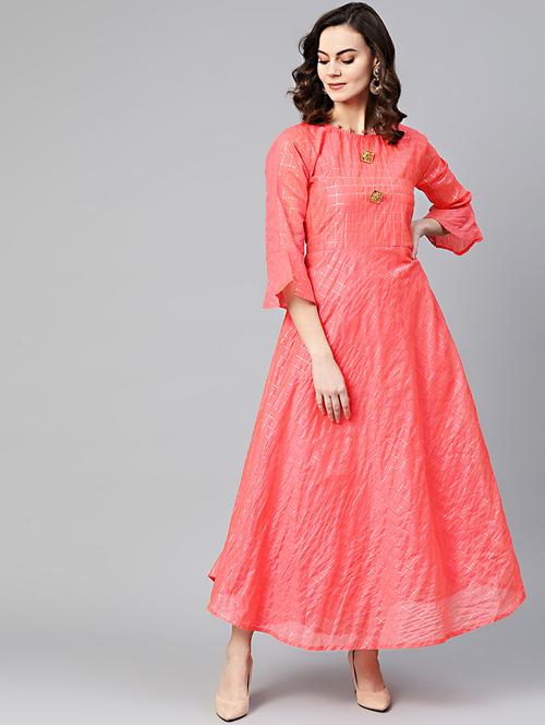 checkered silk flared gown - 16796619 - Very Small Image - 1