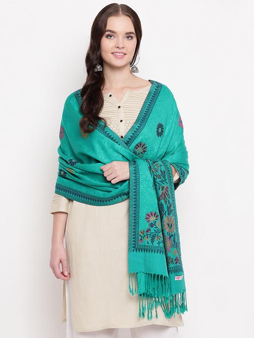 floral wool stole - 16796679 - Very Small Image - 1