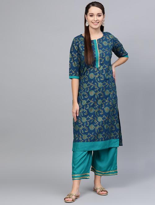 floral kurta palazzo set - 16797664 - Very Small Image - 1