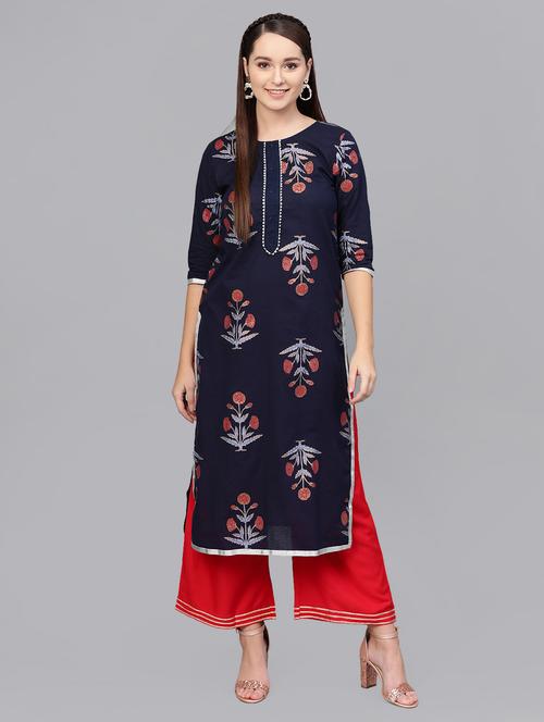 floral kurta palazzo set - 16797673 - Very Small Image - 1