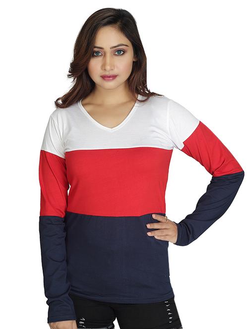 v- neck color block tee - 16798003 - Very Small Image - 1