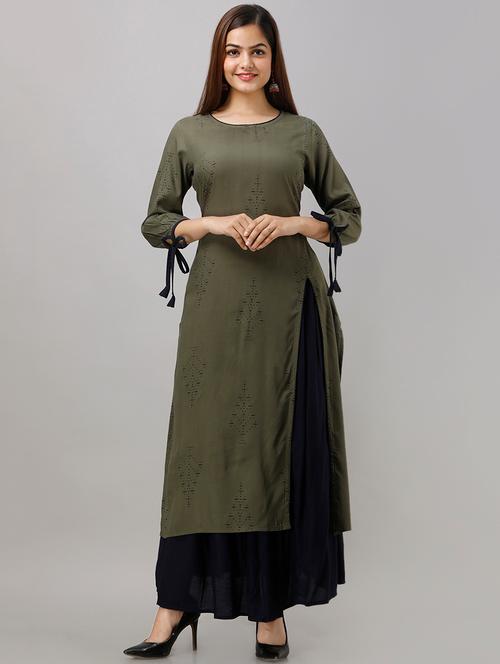 printed kurta skirt set - 16798124 - Very Small Image - 1