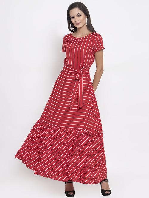 tie front striped flared maxi dress - 16798374 - Very Small Image - 1