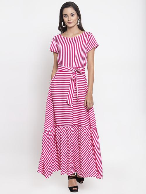tie front striped flared maxi dress - 16798376 - Very Small Image - 1