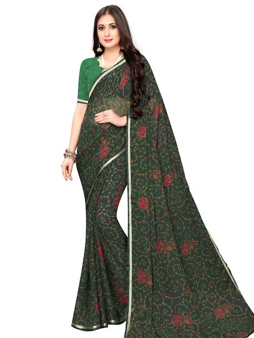 floral printed saree with blouse - 16798826 - Very Small Image - 1