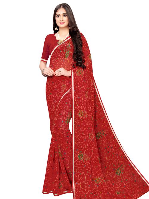 floral printed saree with blouse - 16798830 - Very Small Image - 1