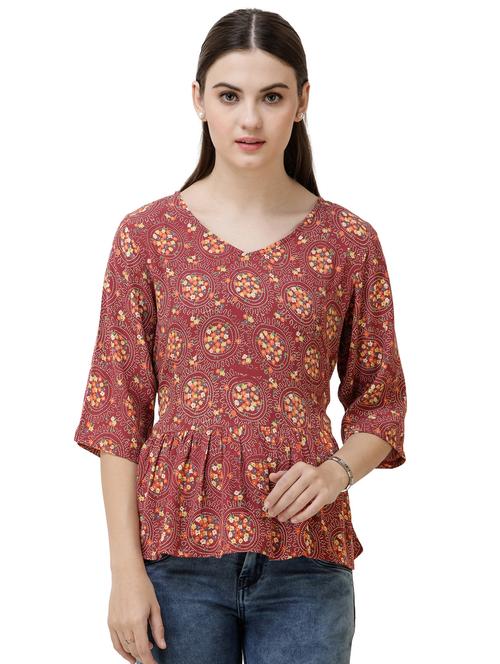 tie back floral peplum top - 16798849 - Very Small Image - 1