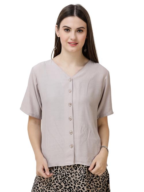 v-neck short sleeved top - 16798895 - Very Small Image - 1