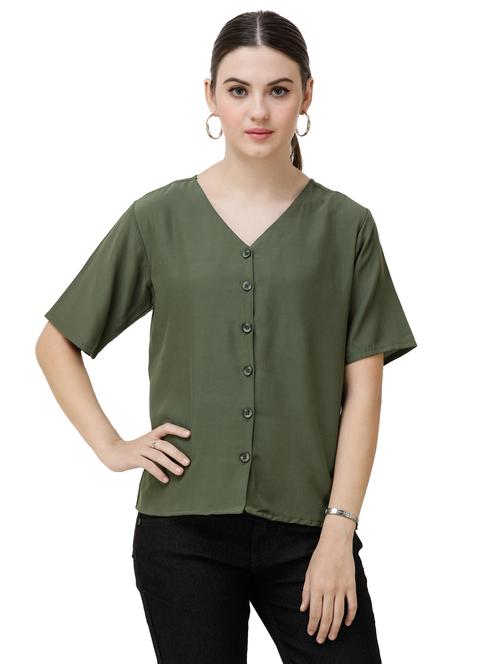 v-neck short sleeved top - 16798897 - Very Small Image - 1