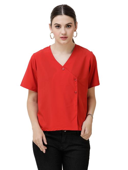 v-neck short sleeved top - 16798904 - Very Small Image - 1