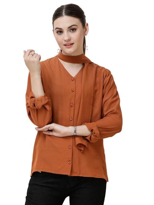 tie up neck long sleeved shirt - 16798911 - Very Small Image - 1