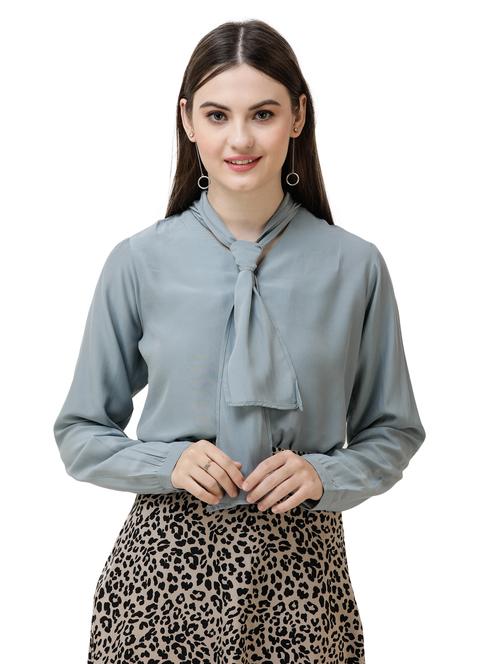 tie up neck long sleeved shirt - 16798913 - Very Small Image - 1