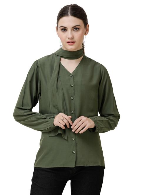 tie up neck long sleeved shirt - 16798916 - Very Small Image - 1