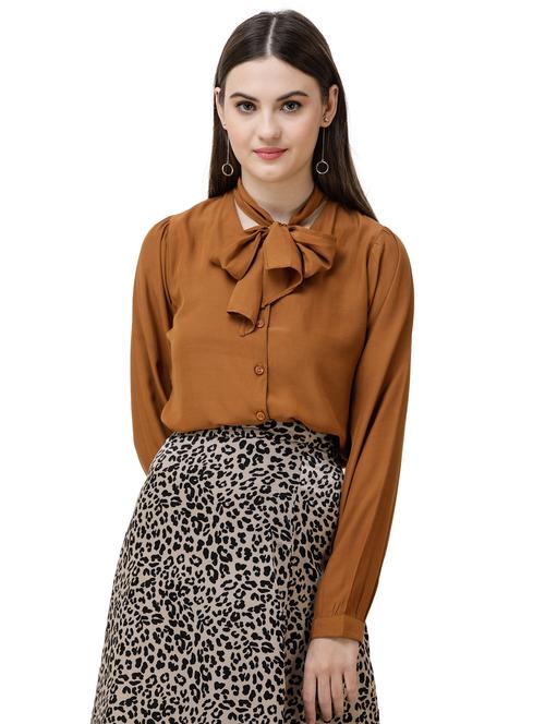 tie up neck long sleeved shirt - 16798918 - Very Small Image - 1