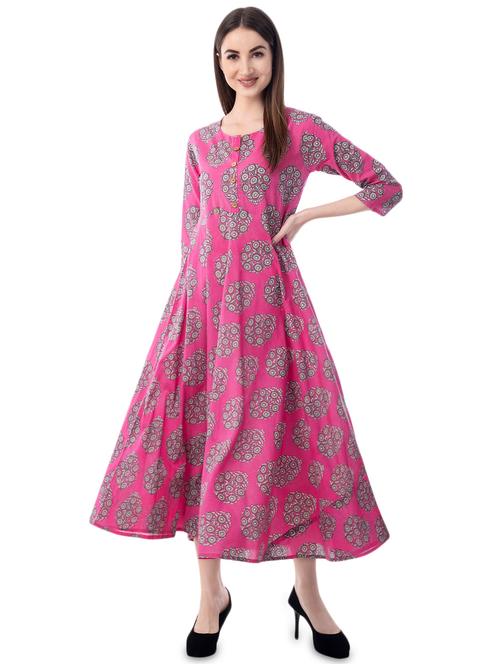 floral flared ethnic dress - 16798941 - Very Small Image - 1