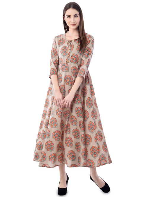 floral flared ethnic dress - 16798943 - Very Small Image - 1