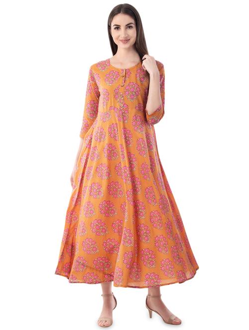 floral flared ethnic dress - 16798944 - Very Small Image - 1