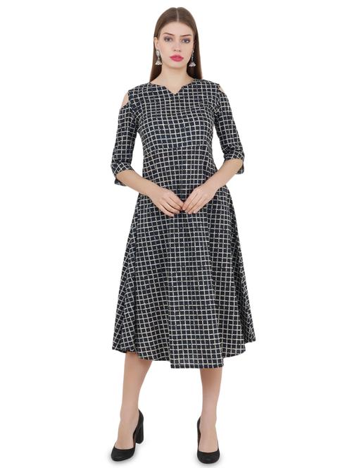 cold shoulder flared ethnic dress - 16798949 - Very Small Image - 1