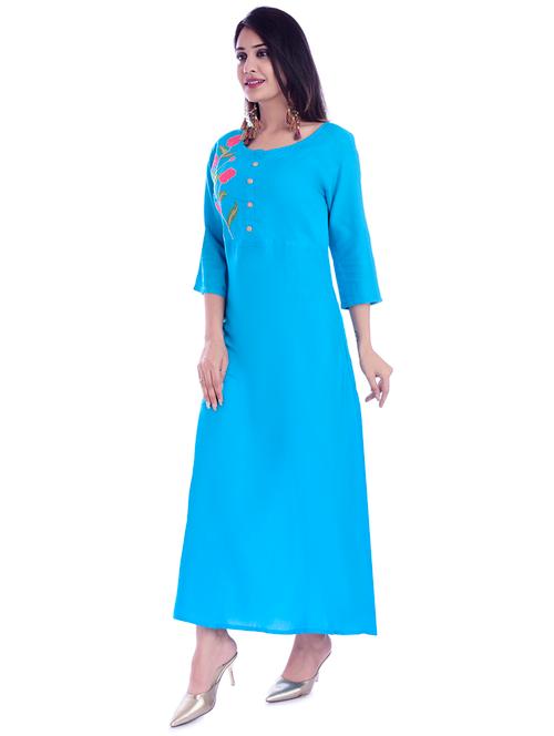 embroidered a-line ethnic dress - 16798954 - Very Small Image - 1