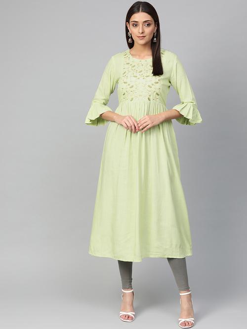 embroidered flared kurta - 16799314 - Very Small Image - 1