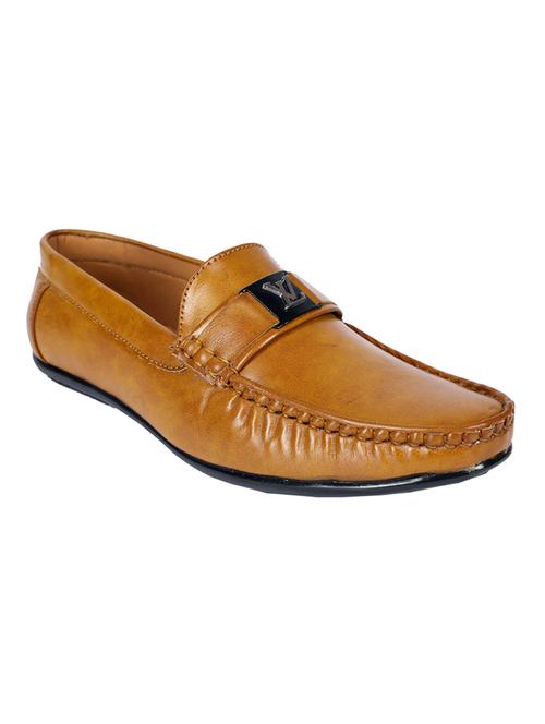 tan leatherette slip on loafers - 16799685 - Very Small Image - 1