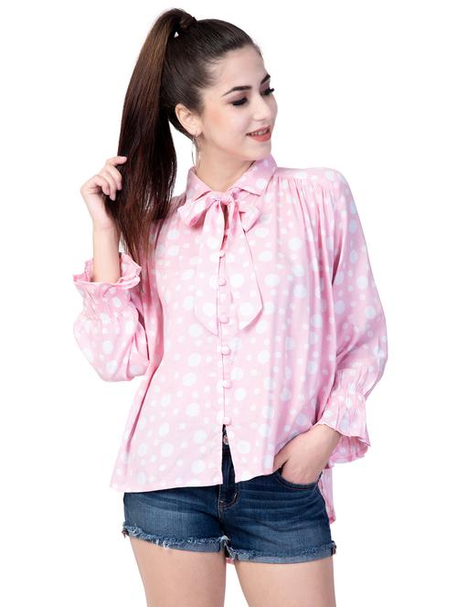 tie front polka dot top - 16799690 - Very Small Image - 1