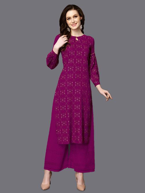 foil print straight kurta - 16799851 - Very Small Image - 1