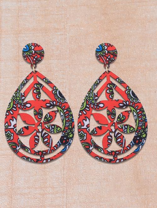 multi colored wood drop earring - 16800407 - Very Small Image - 1