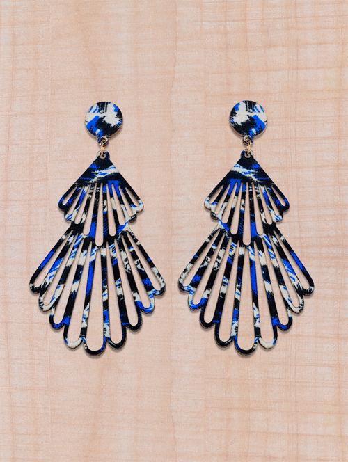 multi colored wood drop earring - 16800411 - Very Small Image - 1
