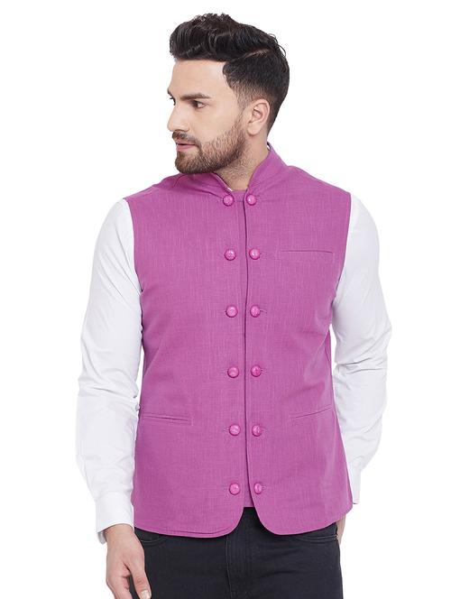 purple solid nehru jacket - 16800697 - Very Small Image - 1