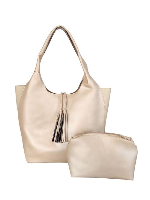 gold leatherette combo handbag - 16800722 - Very Small Image - 1