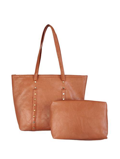 tan leatherette combos handbag - 16800744 - Very Small Image - 1