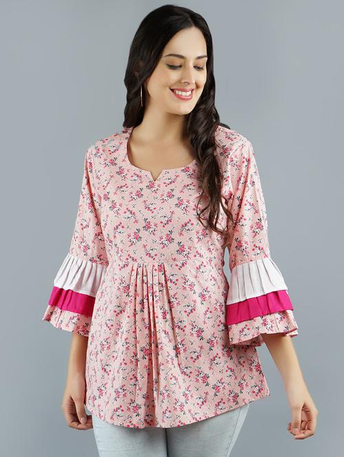 bell sleeved floral tunic - 16801006 - Very Small Image - 1