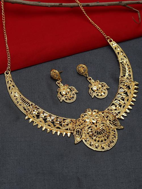 gold metal necklaces and earring - 16801308 - Very Small Image - 1