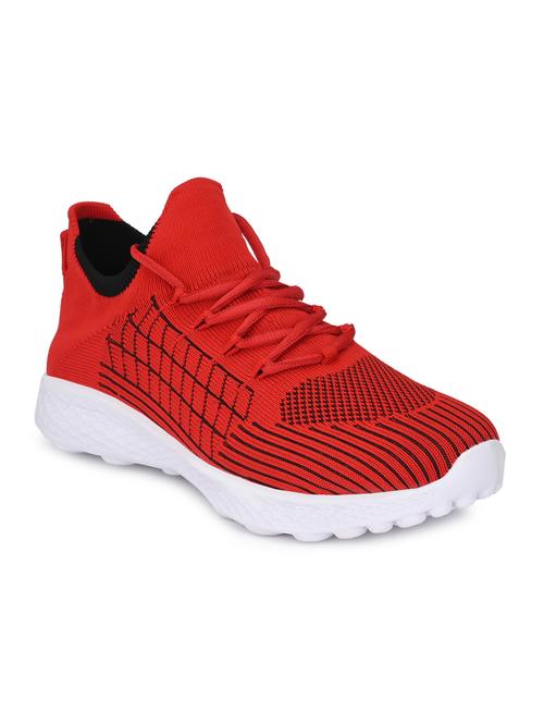red fabric lace up sport shoes - 16801523 - Very Small Image - 1