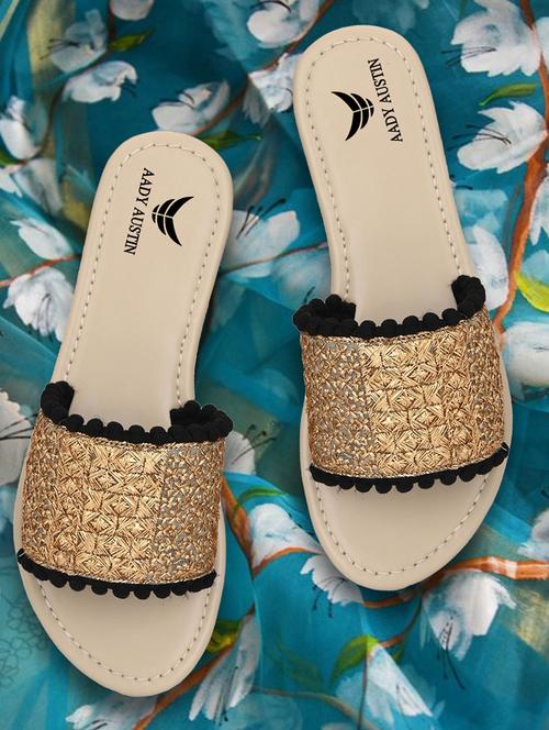 gold slip on sandals - 16801557 - Very Small Image - 1