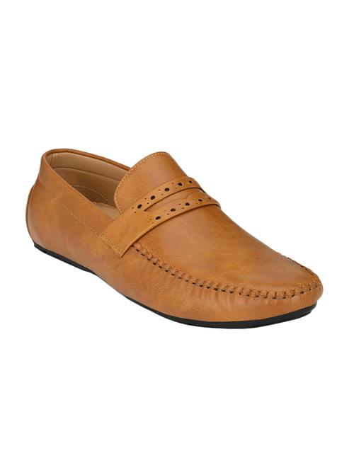 tan leatherette slipon loafers - 16801910 - Very Small Image - 1