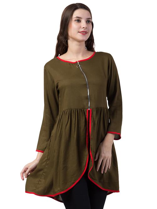 contrast detail gathered tunic - 16802252 - Very Small Image - 1