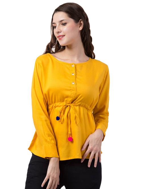 tie front round neck top - 16802253 - Very Small Image - 1