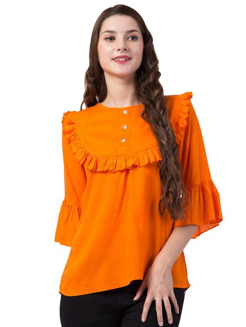 frill detail bell sleeved top - 16802260 - Very Small Image - 1