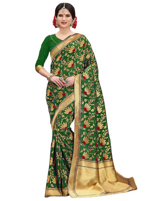 floral woven saree with blouse - 16802359 - Very Small Image - 1