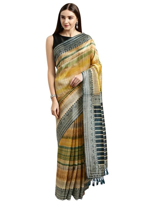 printed bordered saree with blouse - 16802410 - Very Small Image - 1