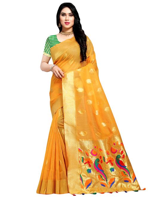 self design woven saree with blouse - 16802425 - Very Small Image - 1