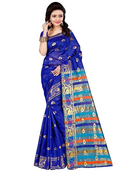 self design woven saree with blouse - 16802484 - Very Small Image - 1