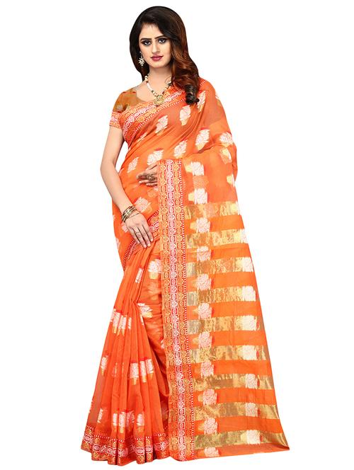 self design woven saree with blouse - 16802496 - Very Small Image - 1