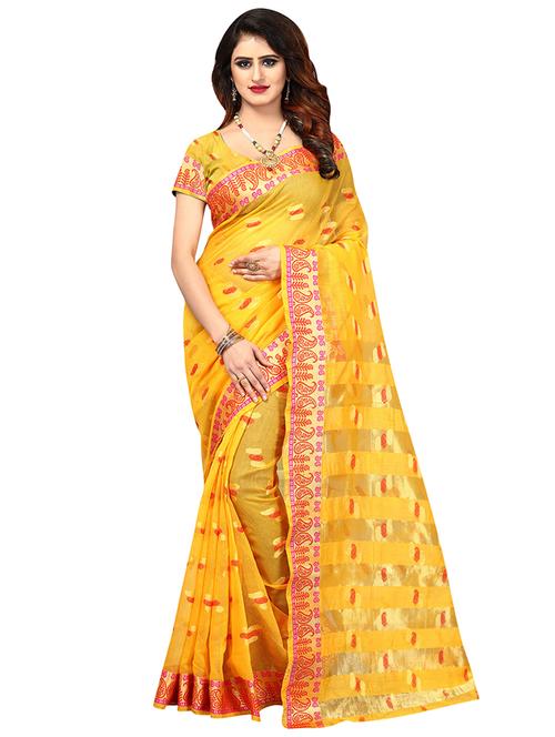 self design woven saree with blouse - 16802524 - Very Small Image - 1