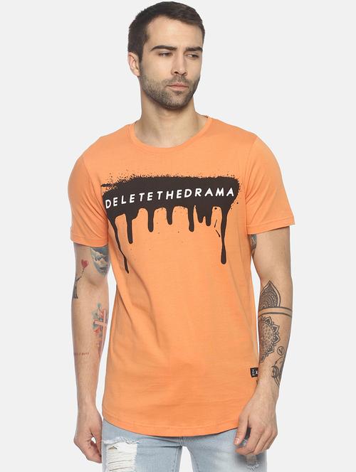 orange typographic chest print t-shirt - 16803087 - Very Small Image - 1