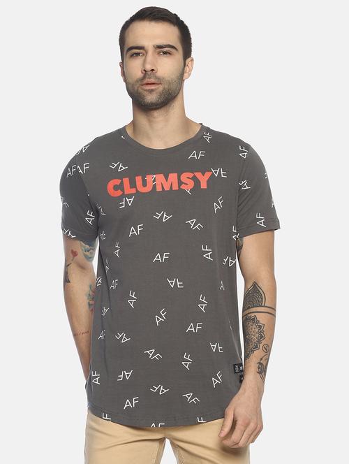 grey typographic print t-shirt - 16803090 - Very Small Image - 1